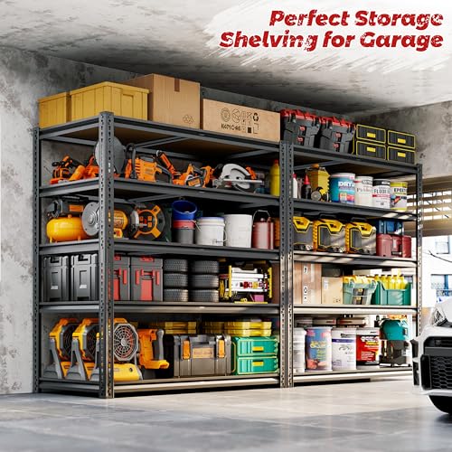 72"H Storage Shelves heavy duty Shelving, 2425LBS Garage Shelving, 5 Tier Metal Shelving Unit Adjustable Garage Shelves, Garage Storage Shelves for Warehouse Pantry Closet,40" W × 20" D × 72" H, Black - size: 72" H x 40" W x 20"D