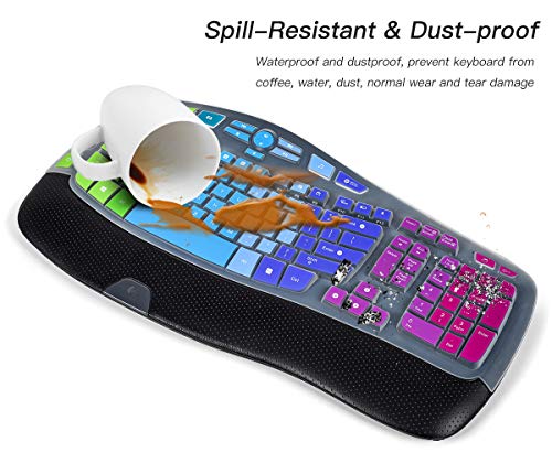 Colorful Keyboard Cover Compatible with Logitech K350 MK550 MK570 Wireless Wave Keyboard, Logitech K350 MK550 MK570 Full Keyboard Protector Skin -Rainbow - color: Rainbow