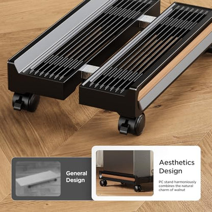 Adjustable Mobile CPU Stand,Ventilated PC stand for floor, Computer Tower Stand with Locking Caster Wheels Fits Most PC,Computer Mobile Cart Holder for Office,Gamers and Students