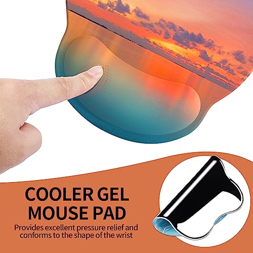 eulps Mouse Pad with Wrist Rest, Comfortable Computer Mousepad with Gel Wrist Support Smooth Surface and Non-Slip PU Base for Pain Relief, Laptop, Office & Home (Oceanic Sunset) - color: Oceanic Sunset