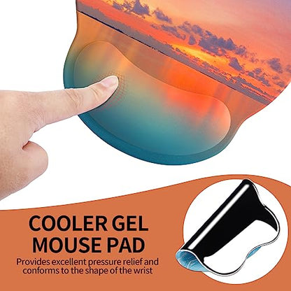 eulps Mouse Pad with Wrist Rest, Comfortable Computer Mousepad with Gel Wrist Support Smooth Surface and Non-Slip PU Base for Pain Relief, Laptop, Office & Home (Oceanic Sunset) - color: Oceanic Sunset