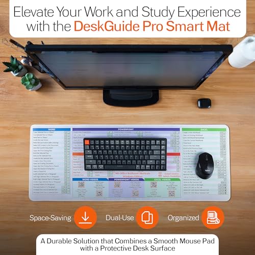 DeskGuide Pro MS Office Keyboard Pad Shortcut Mouse Pad - Windows 31.5"x11.8" Non-Slip Excel Cheat Sheet Desk Pad with Color-Coded Design - Excel/Word/PPT/Outlook Shortcuts Keyboard Mat and Mouse Pad