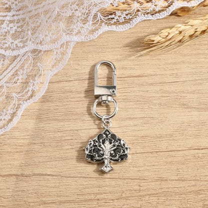 Poker Suit Keychain Club Spade Diamond and Heart Keycharms for Women Unique Game Keyring - color: Spades