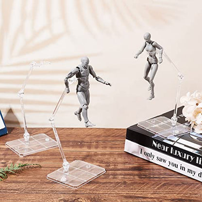 FINGERINSPIRE 8 Pcs Action Figure Stand Assembly Action Figure Display Holder Base Doll Model Support Stand for 6 inch Action Figures or Effects Clear 1/144 HG/RG Figure Model Toy