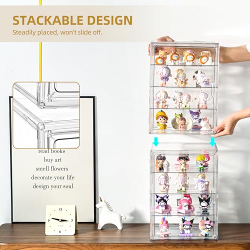 2 Pack 4 Tier Display Case for Collectibles,Clear Display Box with 3 Movable Plates ,Storage Container with Magnetic Door (XXL-4 Tier-2 Pack) - size: XXL-4 Tier-2 Pack