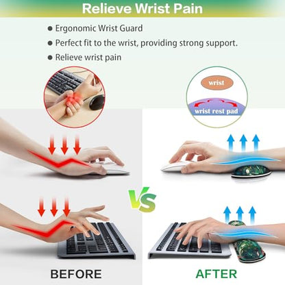 Mouse Pad Anime, Mouse Pad with Wrist Rest, 4-in-1 XXL Large Desk Mat Kawaii Mousepad with Gel Wrist Support Keyboard Wrists Rest Coaster, Ergonomic Gaming Cat Desk Pad, Funny Cute Office Accessories - color: Curious Cat