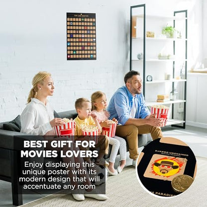 Enno Vatti Top 100 Movies Scratch Off Poster - Bucket List of Best Films - 100 Movie Scratch Off Poster (16.5" x 23.4") - Including Top 100 Movies Posters - Gift for Movie Lovers - style: Top 100 Movies
