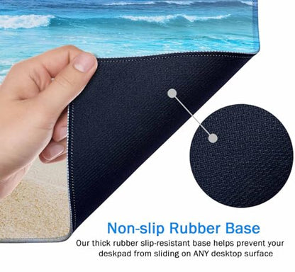 Gaming Mouse Pad, Large Non-Slip Rubber Base Mousepad, Keyboard Mouse Mat, Desk Pad with Stitched Edges, 31.5x15.7inch, Beach with Shells in the Sand - color: Beach With Shells in the Sand, size: 31.5L x 15.7W inches