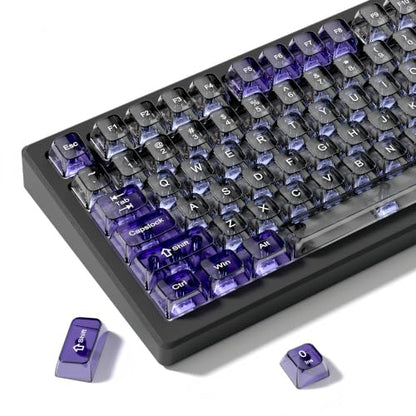 dagaladoo Transparent Black Purple Keycaps,Glossy Jelly Key caps Clear | Shine Through keyboard keycaps translucent,MDA Profile,115 keys PC keycaps for Mechanical Keyboard with MX Switches - color: Black and Purple