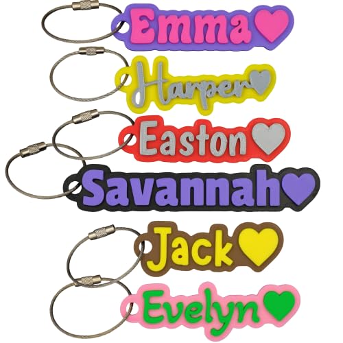 SuperFineDeesigns Bag and Water Bottle Name Tag with Cable – Custom Durable 3D Printed Name Tag Backpack & Sports Bottles - style: Heart