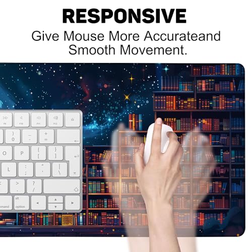Book and Skull Gaming Mouse Pad 35.4 x 15.7 Inches with Non-Slip Rubber Base, Smooth Cloth Surface Desk Keyboard Mat for Computer, PC, Laptop, Desktop - color: Book and Skull
