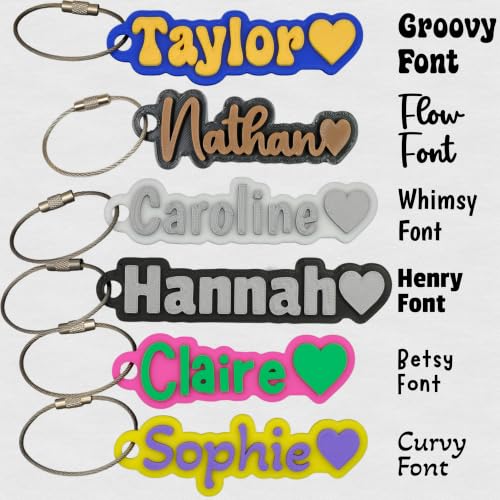 SuperFineDeesigns Bag and Water Bottle Name Tag with Cable – Custom Durable 3D Printed Name Tag Backpack & Sports Bottles - style: Heart