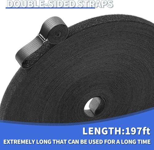1In x 50Ft Reusable Cable Ties Hook and Loop Roll | Tie Down Straps, Nylon Double-Sided Strips, | Adjustable Multi-Purpose Wrap Fasteners forOffice, Home, Data Center - size: 1Inx50Ft