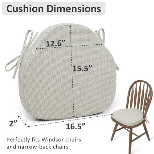 Shinnwa Kitchen Chair Cushions Set of 4, High-Resilience Foam Windsor Seat Pads, Dining Chair Cushions with Ties & Textured Cover, 4 Pack, 16.5 x 15.5 x 2, Off White - color: Off White, size: 4 Count (Pack of 1)