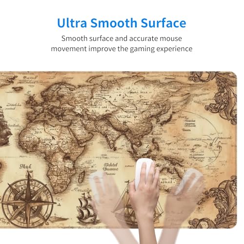 Nautical Compass Mouse Pad Extended Large Gaming Mouse Pad XL Stitched Edges for Gamer Home Office 31.5 X 11.8 Inch - color: Nautical Compass
