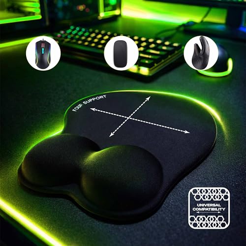 Ergonomic Gel Mouse Pad with Wrist Rest for Pressure-Relief – Orthopedic Style Wrist Support, Physiotherapist Recommended 10.1L x 8.5W inches