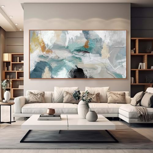 Kureful Green and White Canvas Wall Art Contemporary Wall Decor Abstract Poster Printing 36"x70" Office Art Pictures Bedroom Decorations - color: Green, size: 36"x70"