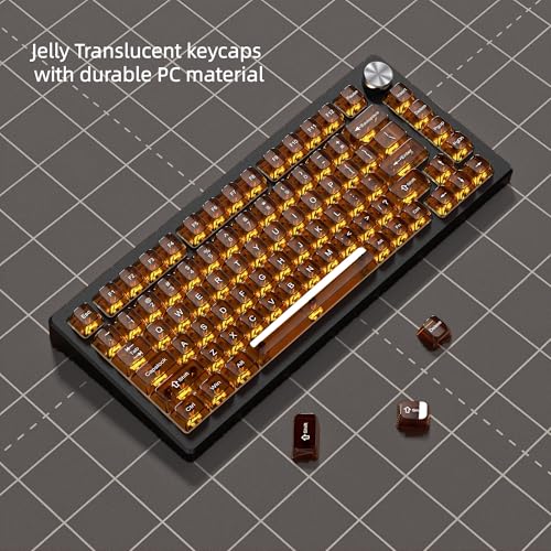 dagaladoo Clear keycaps,Transparent Keyboard keycaps,Jelly Key caps Set,Shine Through keycap，MDA Profile Keyboard caps for Mx Switches Mechanical Keyboard(Brown) - color: Brown