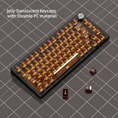 dagaladoo Clear keycaps,Transparent Keyboard keycaps,Jelly Key caps Set,Shine Through keycap，MDA Profile Keyboard caps for Mx Switches Mechanical Keyboard(Brown) - color: Brown