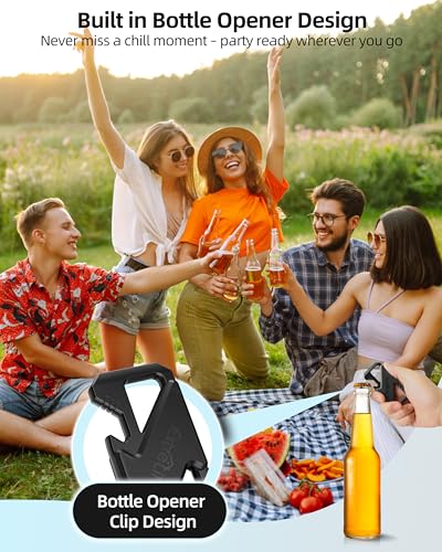 Keychain, Works with Apple Find My, Heavy Duty Keychain Bottle Opener, Carabiner Car Key Chains for Men & Women, Car Key Fob Holder, Anti-Lost Keys Tracker, Smart Keys Finder, Rechargeable, Black - color: Black