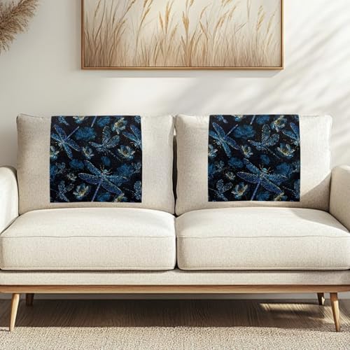 Blue Dragonfly Floral Print Recliner Headrest Protectors, Anti-Wear Sofa Headrest Protective Cover for Furniture Slipcovers Headrest Cover for Sofa Furniture Chair Theater Seat - color: Blue Dragonfly Floral