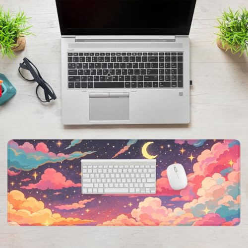 Dreamy Clouds Gaming Mouse Pad Magical Star Night Mousepad XL Large Gaming Mouse Pad Laptop Keyboard Mat Desk Pad Office Computer Keyboard Laptop 31.5"x11.8" - color: Dreamy Clouds, size: 31.5L x 11.8W inches
