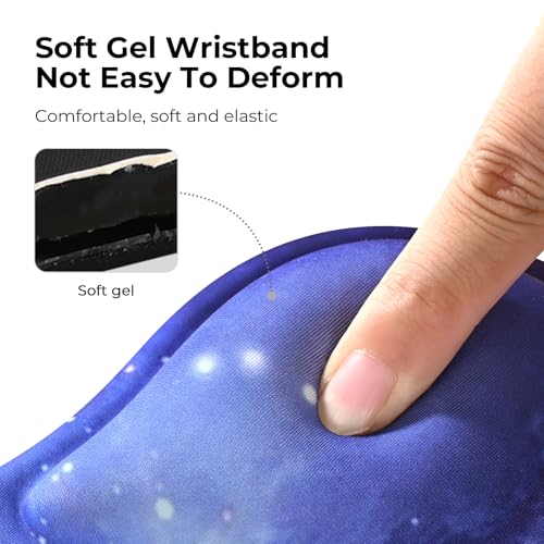 EooCoo Ergonomic Mouse Pad with Gel Wrist Rest Support Middle Concave Design, Relieve Wrist Pain, Non-Slip Base for Laptop, Computer, Office Desk Accessories, Carpal Tunnel Syndrome - color: Galaxy Purple