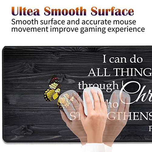 Desk Pad Gaming Mouse Pad + Wrist Rest Support Pad + Coaster, 31.5" × 11.8" Durable Non-Slip Extended Computer Mouse Pad, Suitable for Office and Home, Bible Verse Phil 4-13 - color: Bible Verse Phil 4-13