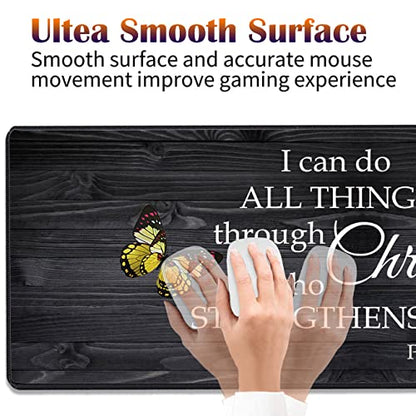 Desk Pad Gaming Mouse Pad + Wrist Rest Support Pad + Coaster, 31.5" × 11.8" Durable Non-Slip Extended Computer Mouse Pad, Suitable for Office and Home, Bible Verse Phil 4-13 - color: Bible Verse Phil 4-13