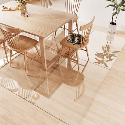 Tempered Glass Chair Mat 55"x36" – Ultra-Clear Office Chair Mat for Hardwood Floors & Low-Pile Carpets – Heavy-Duty 0.2" Scratch-Resistant Surface with Non-Slip Pads – Supports 1,000 lbs - size: 55"x36"