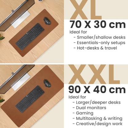 Full Grain Genuine Leather Desk Pad – Toffee Tan Brown (XL) - Premium Desk Mat with Non-Slip Backing, Thick 3mm, Office Desk Protector for Work & Gaming (Extra Large 35.4 x 15.7 inch) - color: Toffee Tan Brown