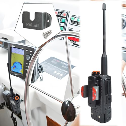 HYS Aluminium Alloy Car Mount Kit for CB, VHF & UHF Radios, Handheld Radio Bracket with Hand Mic Holder and Base, 2pcs, Gray - color: Gray, size: 2 Pieces