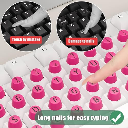 Raised Keyboard Stickers for Long Nails Compatible with Wired Wireless Keyboard Letters Keys Bubbles Keycaps Decal Comfortable Typing for Office Work Protector Accessories