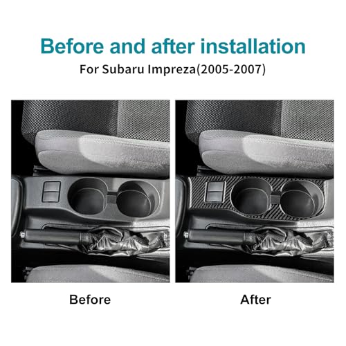 AIRSPEED for Subaru Impreza 2005 2006 2007 Gear Shift Cup Holder Frame Cover Carbon Fiber Center Console Interior Trim Accessories, Black - color: Cup Holder Frame Black