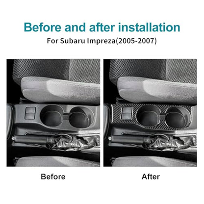 AIRSPEED for Subaru Impreza 2005 2006 2007 Gear Shift Cup Holder Frame Cover Carbon Fiber Center Console Interior Trim Accessories, Black - color: Cup Holder Frame Black