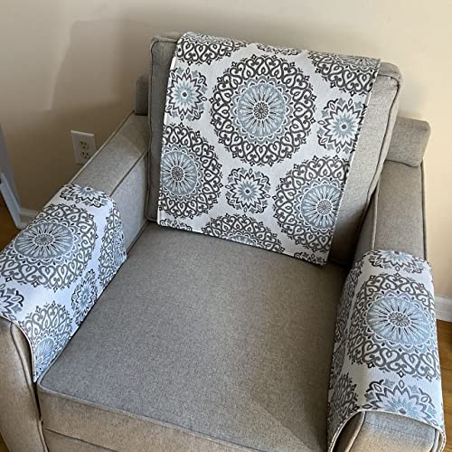 Set of Two arm Rest Covers only. Perfect for Furniture slipcover Furniture Protectors recliners Sofas loveseats Theater Chairs Office Chairs Housewarming Gifts. by: Bittlemen Furniture Co. - color: Blue Armrest
