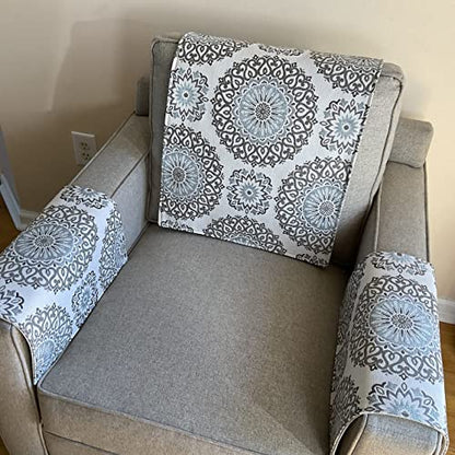 Set of Two arm Rest Covers only. Perfect for Furniture slipcover Furniture Protectors recliners Sofas loveseats Theater Chairs Office Chairs Housewarming Gifts. by: Bittlemen Furniture Co. - color: Blue Armrest