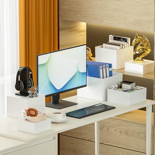 6 Pcs White Acrylic Boxes for Display as Buffet Risers and Stands, Food Risers for Party, Table, Stands, including 10", 9", 8.5", 8", 7.5", 6.8", (Large, 6Pcs, White) - size: Large, 6Pcs, White