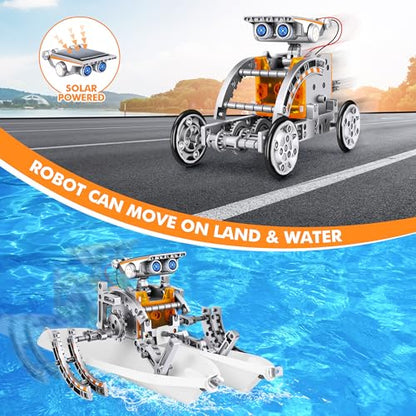 STEM 13-in-1 Education Solar Power Robots Toys for Boys Age 8+, Educational Toy DIY Science Kits for Kids, Building Experiment Robotics Set Birthday Gifts for 8+ Years Old Boys and Girls - color: Silver