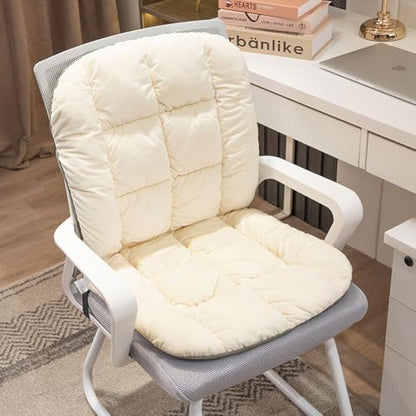 Desk Chair Cushion Non-Slip Rocking Seat Cushion Office Chair Pad Dorm Seat Cushion with High Back Support Soft Seat Pad with Ties for Office Car Home Dining Room Kitchen - color: White