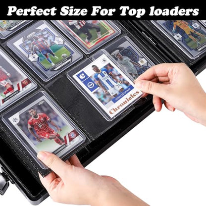 Azamou Toploader Binder for Trading Cards, Hard Cases, Holds 216 Toploaders, 9 Pocket Sleeves for 3" x 4" Cards (Black 216-Toploaders) - color: Black 216-Toploaders