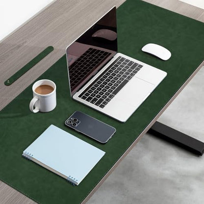 XXLarge Gaming Desk Pad with Stitched Edges - Waterproof Writing Pad Leather Mouse Mat, Non-Slip Base Desk Mat for Office/Home 47"x17" XXL Dark Green - color: Dark Green, size: 47" x 17"