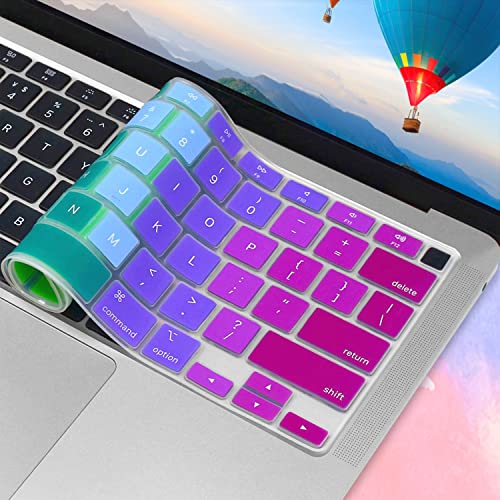Keyboard Cover Skin for 2020 MacBook Air 13 inches M1 Chip | Silicone, US/ANSI Layout, Anti-Spill, DustProof, Keyboard Protector Accessories - color: Rainbow