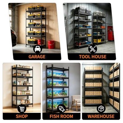 Garvee 5-Tier Heavy Duty Storage Shelves, 2204 lbs Capacity Adjustable Garage Shelving Unit with MDF Boards, Metal Standing Shelf Organizer for Kitchen, Pantry, Basement - 30" W x 12" D x 60" H - size: 60" H x 30" W x 12" D