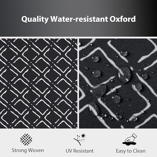 Outdoor Chair Cushions Set of 4, 17 x 16 Inch Patio Chair Cushions for Outdoor Furniture, Water Resistant, Non-Slip Ties (Black Geometry) - color: 3 - Black Geometry, size: 17x16x2|4 Pack