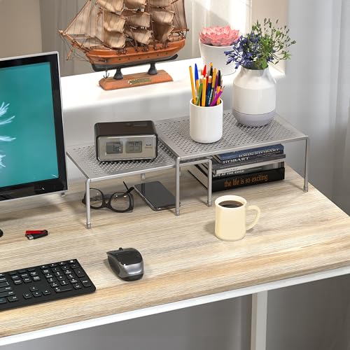 Deco Brothers Expandable Cabinet Shelf Organizer for Kitchen Cabinet and Counter, Grey - color: Grey