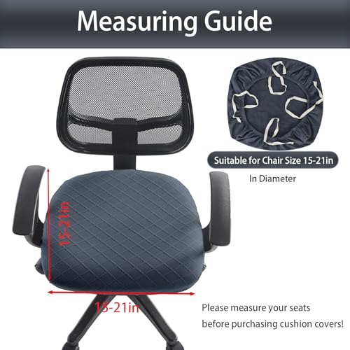 Stretch Jacquard Office Chair Cover, Removable Washable Desk Chair Cover, Anti-dust Seat Cushion Protectors - Dark Grey - color: Dark Grey, size: Chair Seat Cover