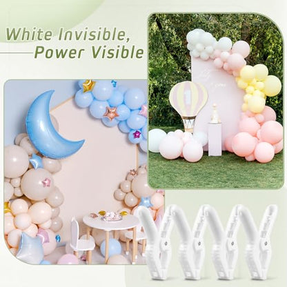 LemonRoad 16 Pcs 4" Clips for Balloon Arch White Heavy Duty 2" Opening Spring Clamps for Birthday Baby Shower Balloon Arch, Tablecloth Clip, Backdrop Stand for Wedding Photography Studio Decoration