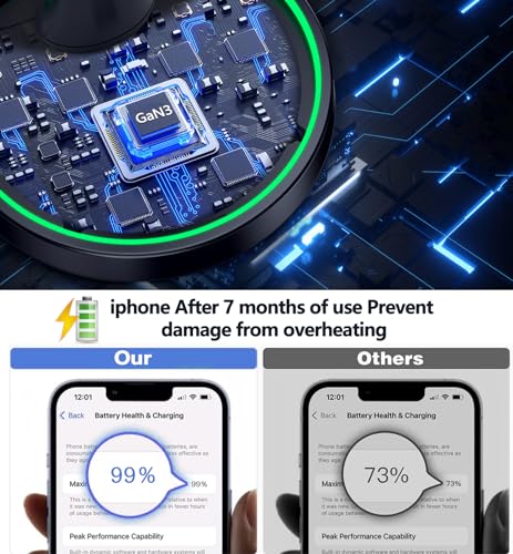 Magnetic Wireless Charger Stand 15W Fast Mag-Safe Charger for iPhone 17/17 pro/ 17 Air/ 17 pro max 16/15/14/13/12 Series Magnet Wireless Charging Station/Pad with Sleep-Friendly Light for AirPods - color: Black