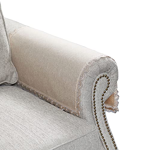 MINJIATEX Couch arm Covers,Non-Slip lace Sofa arm Covers Set of 2 Washable Sofa armrests Covers for Living Room Recliner Chair arm Cover Protectors for Leather Sofa armrest slipcover (MYS-Beige) - color: Mys-beige